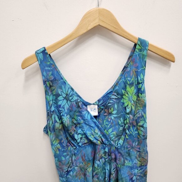 Vintage Fantastic Voyage Womens Sleeveless Top Size Large Blue Floral Retro Y2K - Picture 3 of 6